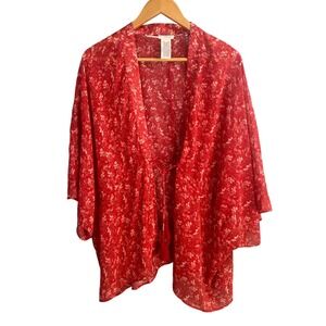 Lucky Brand Kimono One Size Floral Tassel Tie Lightweight Boho Chic Layering